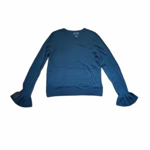 Nanette Lepore Merino Wool Tulip Cuff Sweater Size Large Dark Green Color